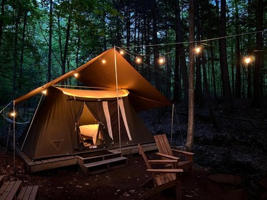 Hotel Rustic canvas glamping tent overlooking stream w queen bed - 26