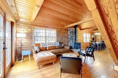 Modern Log Cabin with Vineyard Views