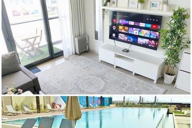 Отель 2min Beach ! Pool ! Netflix ! 1BR+2 Sofa Beds