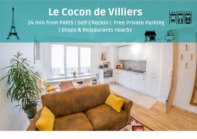 Апартаменты Le Cocon de Villiers, Between Paris & DisneyLand - 2min From Train Station - Free Private Parking