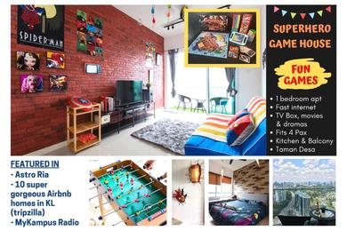 Apartments MARVEL SUPERHERO Bond w Family Friends - Games & Laughter near Mid Valley