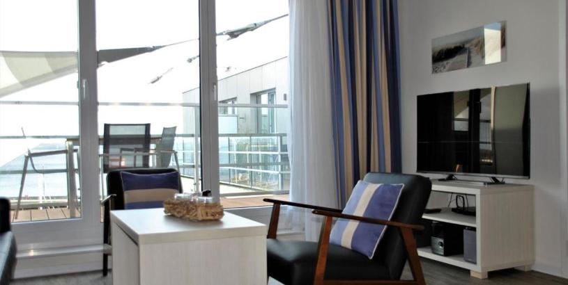 Apartments Apartmenthaus Hafenspitze Ap 42 "Segler", mit Sauna, Blickrichtung offene See