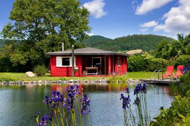 Дом отдыха Romantic Wooden Lodge,Sauna,Schwimmteich,alleinstehend,absolut ruhig