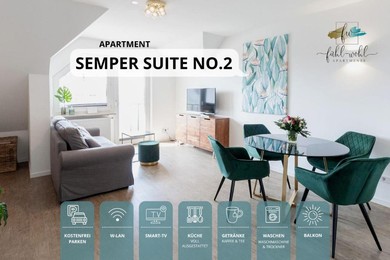Апартаменты Semper Suite No2 - ruhige 2 Zi Küche, Duschbad, Balkon und Parkplatz