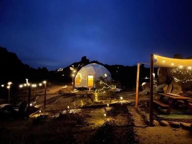 Luxury tent Private Hilltop Glamping GeoDome Joshua Tree Vibe