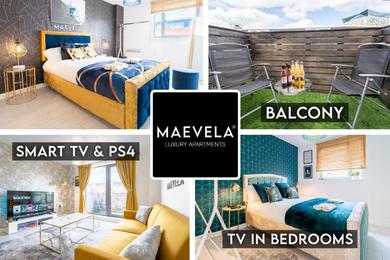 Apartments MAEVELA Apartments - Ultra Lavish Luxury 2 Bed Apartment City Centre - With BALCONY - FREE SECURE PARKING - PS4 & Smart TV's